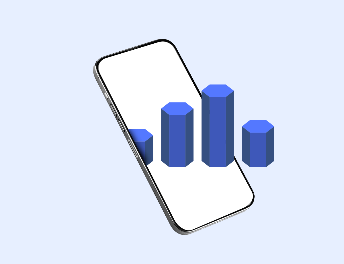 A smartphone displaying a bar chart, which suggests that cash flow tools, likely in the form of mobile applications or software, can help businesses track and manage their financial health.