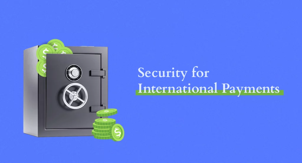 Vault with money, securing international payments.