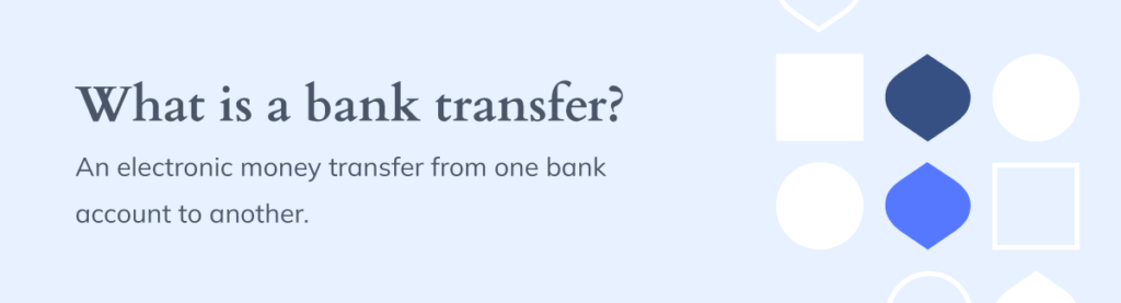Visual explaining what is a bank account transfer. 