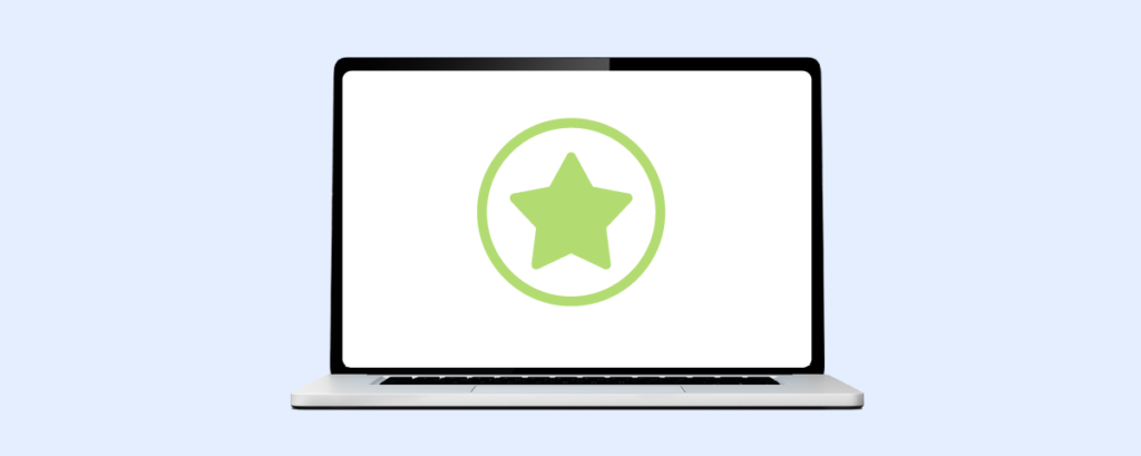 A computer screen displaying a green star on it. 